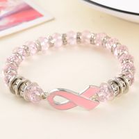 Wholesale New Arrival Breast Cancer Awareness bracelets women Pink Ribbon Breast Cancer Bangle Glass beads Chains For Ladies Fashion DIY Jewelry