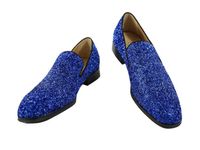 Wholesale 2018 brand new Men Shoes blue sequin Oxfords bling bling Business Wedding Flat Handmade Men Dress Shoes glitter loafers