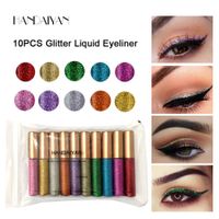 Wholesale 10 Color Glitter Eyes Make Up Liner For Women Easy to Wear Waterproof Pigmented Red White Gold Liquid Eyeliner Glitter Makeup