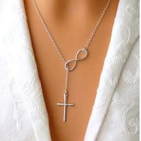 Wholesale Chokers Cross Lucky Silver Filled Best Friends Infinity Charm Lariat Statement Necklaces Pendent Alloy Necklaces