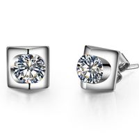 Wholesale Pretty Ct Piece Sterling Silver Earrings Stud Round Cut Synthetic Diamonds Stud Earrings White Gold Color Jewelry for Her