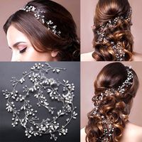Wholesale Bridal Wedding Crystal Bride Hair Accessories Pearl Flower Headband Handmade Hairband Beads Decoration Comb For Women