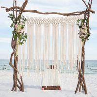 Wholesale Boho Decorations for Wedding Party Photo Booth Backdrop Cotton Rope Macrame Wall Hanging Bohemian beach Tassel Curtain x100 cm