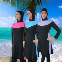 Wholesale Muslim Swimwear New Sunscreen Beach Style Modest Swimsuit Women Long Sleeve With T shirt Pants Caps Islamic Bathing Suit