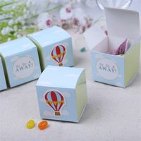 Wholesale 100pcs quot Up Up and Away quot Hot Air Balloon Birthday Boy Baby Shower Favors boxes baby shower souvenir wedding gifts for guests