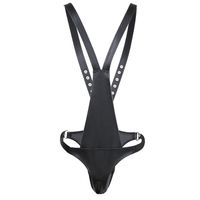 Wholesale faux leather shoulder harness strap male underwear pants panties cock penis pocket restraints erotic costumes for men black GN302400336