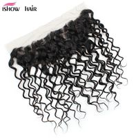 Wholesale Ishow Frontal Lace Closure Brazilian Peruvian Malaysian Indian Virgin Human Hair for Women Girls All Ages Natural inch Water Wave Free Part Middle Brown Color
