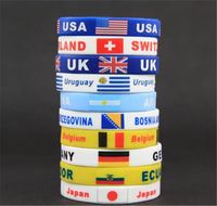 Wholesale Russia World Cup Flags Silicone Bracelet Hand Ring wrist strap World Cup Flags countries flag Bracelet Football Flag