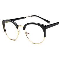 Wholesale Fashion women eyeglasses frame men Vintage metal round half frame Brand design eyeglasses Myopia Glasses spectacles Optical Clear Lenses