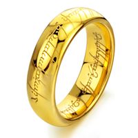 Wholesale ewelry Hobbit Letter Rings Black Gold Silver Stainless Steel the Lord One Rings Titanium Steel MM Men Rings