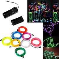 Wholesale Flashing EL Wire Neon Lighting Lamp M M M Flexible Battery Power Led Ribbon Light Cold light stage props Strip Light Colors