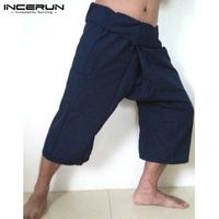 Wholesale Hot Sale Men Pants Solid Pockets Wide Leg Trousers Men Women Loose Casual Breathable Cool Thai Fisherman Pants Plus Size S XL