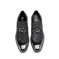 Wholesale Italian Style Handmade Men Shoes Metal Tip Men Leather Shoes Crocodile Pattern Black Formal Dress Shoes Zapatos Hombre