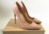 Wholesale Brand Designer Sexy Women Shoes Gradient Patent Leather Pointy Evening Pumps High Heel Dress Ladies Party Shoes Black and Nude