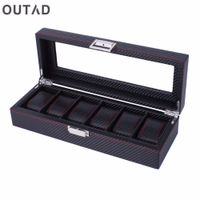 Wholesale OUTAD Grid Wood Aluminum Leather Watch Mens Box Handmade Acrylic Top Suede Pillow Watch Jewelry Collection Display Case
