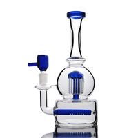 Wholesale Water Glass bong pipe recycler oil rig dab rigs quot tall Blue Sturdy solid heady glass mm joint diffuse arm tree perc