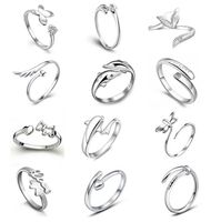 Wholesale 2018 Hot sales plating Sterling Silver Rings Dolphins Dragonfly Wings Of The Angel Love Fox Butterfly Opening Adjustable Ring