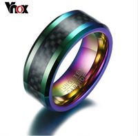 Wholesale Vnox Tungsten Men Ring with Carbon Fiber mm Male Engagement Party Finger Ring Wedding Bands US Size