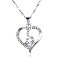 Wholesale Fashion Parts Jewelry Love Heart Necklace Pendant Necklace with Silver Cubic Zirconia MOM Best Gifts for Women Gift Graduation Gifts