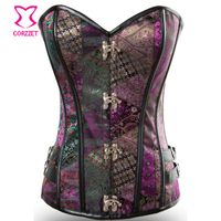 Wholesale Purple Vintage Pattern Steampunk Corset Corselet Gothic Clothing Steel Boned Waist Slimming Corsets And Bustiers Burlesque e
