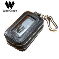 Wholesale Westcreek Brand Genuine Leather Men Double Zipper Car Key Wallets Women Minimalist Key Holder Fashion Housekeeper Keychain