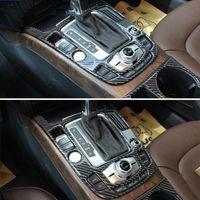 Wholesale 2pcs Carbon Fiber Console Armrest Gear Shift Panel Cover Trim Interior Molding For Audi A4 B8 Q5 Car Styling