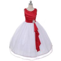 Wholesale RED WHITE Flower Girl Dresses Birthday Party Wedding Bridesmaid Formal Occasion Little Girl Kids Clothing Communion Party Brithday