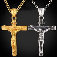Wholesale Pretty Cross Pendant Necklace Gold Black Gun Plated Fashion Religious Men Jewelry for Women Men Faith Crucifix Mens Necklaces