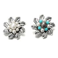 10x Rose Gold Rhinestone Pearl Button Crystal Findings Charms Earrings DIY