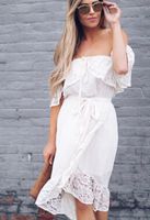 Wholesale Casual Dresses White Sexy Prom Chiffon Off The Shoulder Lace Elegant Long Evening Formal Dress For Women