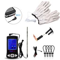Wholesale 3in1 Electric Shock Toys with Gloves Penis Rings Stainless Steel Urethral Wall Electric Shocker Sex Toys for Men I9