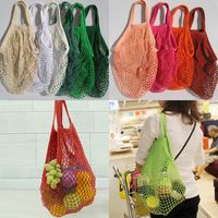 Wholesale Reusable String Shopping Fruit Vegetables Grocery Bag Shopper Tote Mesh Net Woven Cotton Shoulder Bag Hand Totes Home Storage Bag WX9