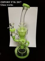 Wholesale FTK import green new glass bong Fab Torus klein recycler water pipes oil rig Hookahs mm female joint good function High quality