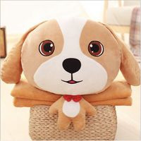 Wholesale Cute Stuffed Simulation lovely Dog Plush Toy soft Pillow Air Conditioning Blanket Send to Children Friends gifts
