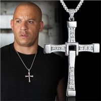 Wholesale Fast and furious Moive Necklace Cross Pendant Necklaces Dominic Toretto Necklace With Crystal Pendant For Men