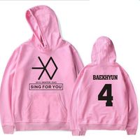 Wholesale Korean Style K POP EXO kar sehun xiumin baekhyun suho tao chanyeol Long Sleeve Pink Hoodie Sweatshirt For Women Couple Clothes