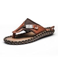Wholesale HOT SALE Breathable Summer Men s Casual Sandals Shoes Genuine Leather Sandals Man Flip Flops Male Slippers EUR Size CZ113
