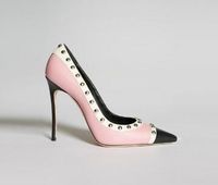 Wholesale 2020 Pink White Patchwork Leather High Heels dress Shoes Kim Kardashian Style Studded Rivets Women Shoes Pointed Toe Women Pumps
