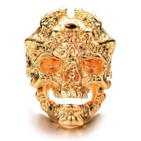 Wholesale Fashion Mens Cool Boys Stainless Steel Skull Ring Vintage Punk Titanium Biker Jewelry Halloween Rings Size