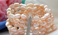 Wholesale gt gt gt row quot mm pink baroque freshwater cultured pearl bracelet