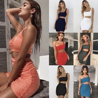 Wholesale New Summer Sexy Dress Women Night Out Club Dress One Shoulder Bodycon Sheath Dresses Party Vestidos Color Customization