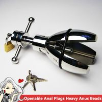 Wholesale Quality Stainless Steel Metal Openable Anal Plugs Heavy Anus Beads Lock with Handles Sex Toys Adult Products A050