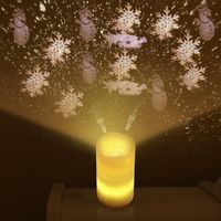 Wholesale New Christmas projector lights Tree Snowflake Candles Flameless with remote control Novelty Rotary LED Night Light For Kid Xmas Party