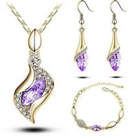 Wholesale Fashion Crystal African Beads Jewelry Sets Gold Color Wedding Bridal Jewelry Sets Women Necklace Earrings Bracelets Jewellery