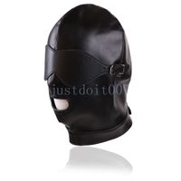 Wholesale Slave Fetish Restraints eye Mask Head Hood Headgear Blindfold Open Mouth Lace up BDSM Sex Games Toy E94