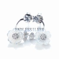 Wholesale Stud Earring Settings Blank Base Sterling Silver Flower White Shell Jewellery Findings for Pearl Party