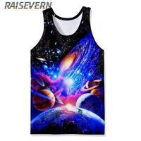 Wholesale RAISEVERN Mens Tank Top Undershirts Sexy Summer D Galaxy Space Printed Top Tees Shirts Sleeveless Stringer Sinlets Bodybuilding