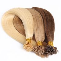 Wholesale ELIBESS HAIR Full Cuticle Aligned Remy Human Hair Double Drawn Pre Bonded Keratin Nail U Tip Hair Extensions g strand strands