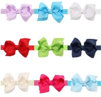 Wholesale Boutique Neon Grosgrain Ribbon Hair Bows Shimmery soft Stretchy Elastic Headbands Hair Accessories Bowknot Hair Band HC016