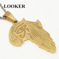 Wholesale LOOKER Africa Necklace Gold Color Pendant Chain African Map Hiphop Gift for Men Women Ethiopian Jewelry Trendy